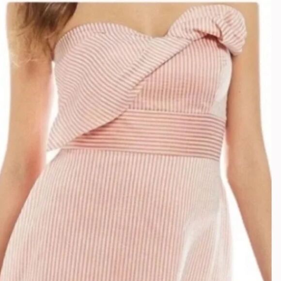 Gianni Bini Layla Orange Ivory Stripe Strapless Dress Size 2 - Picture 2 of 13